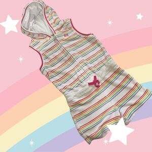 Y2K Nike Terry Cloth Hooded Romper Girls Sz 6X Rainbow MulticolorX